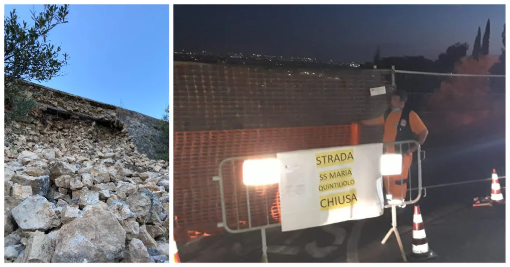 TIVOLI - Strada di Quintiliolo chiusa, dopo due mesi il muro è ancora da rifare
