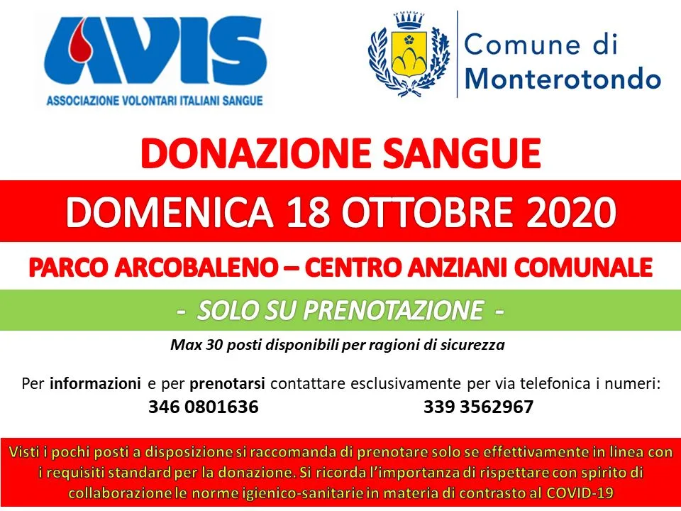 Donazione sangue a Monterotondo