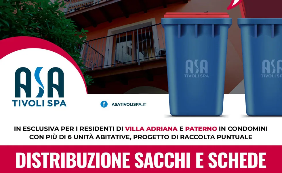 Per i residenti di Villa Adriana e Paterno la distribuzione di sacchi e schede per la raccolta porta a porta prosegue all'Isola Ecologica de La Prece