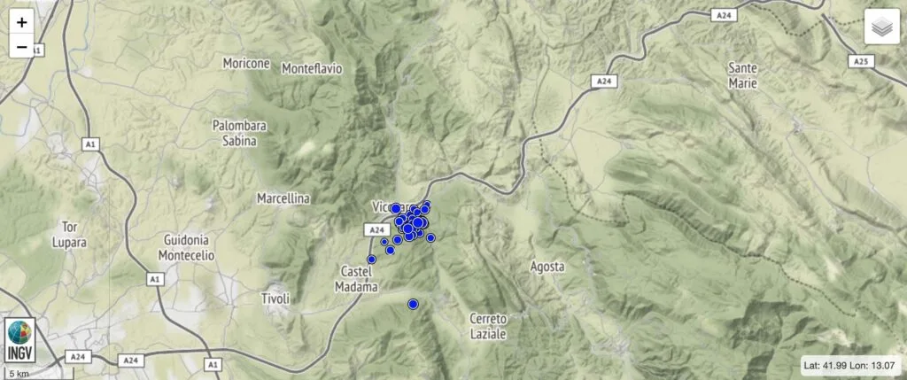 Terremoti Valle dell'Aniene Vicovaro Sambuci Castel Madama Mandela