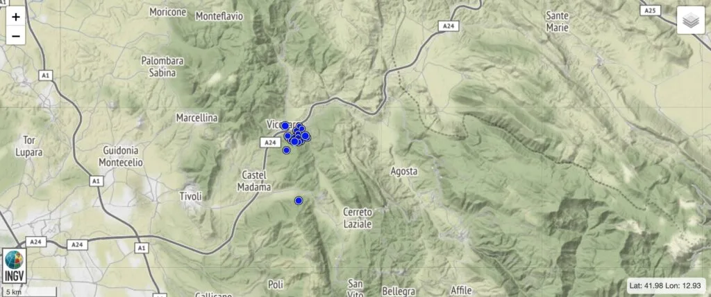 Ancora scosse di terremoto a Vicovaro e nella Valle dell'Aniene
