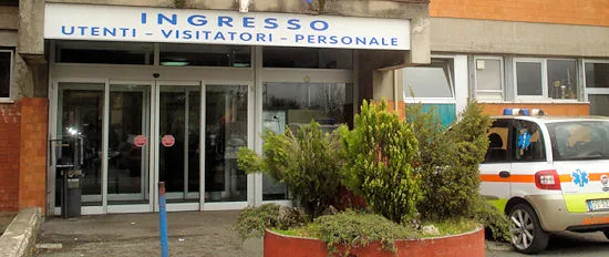 L'ingresso dell'Ospedale Angelucci di Subiaco dove è ospitata una Rems dell'Asl Roma 5