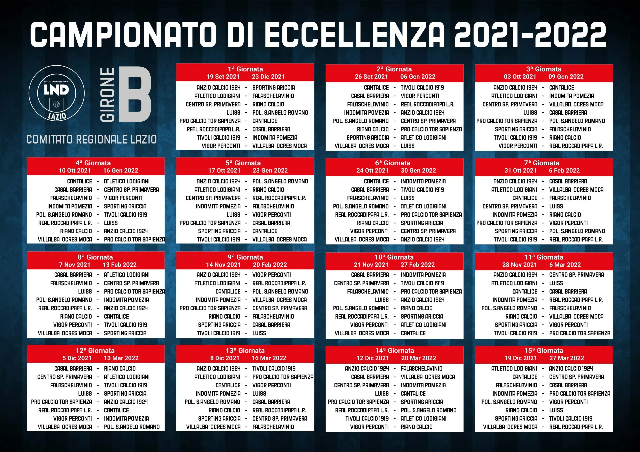 Il calendario della nuova stagione di Eccellenza Girone B