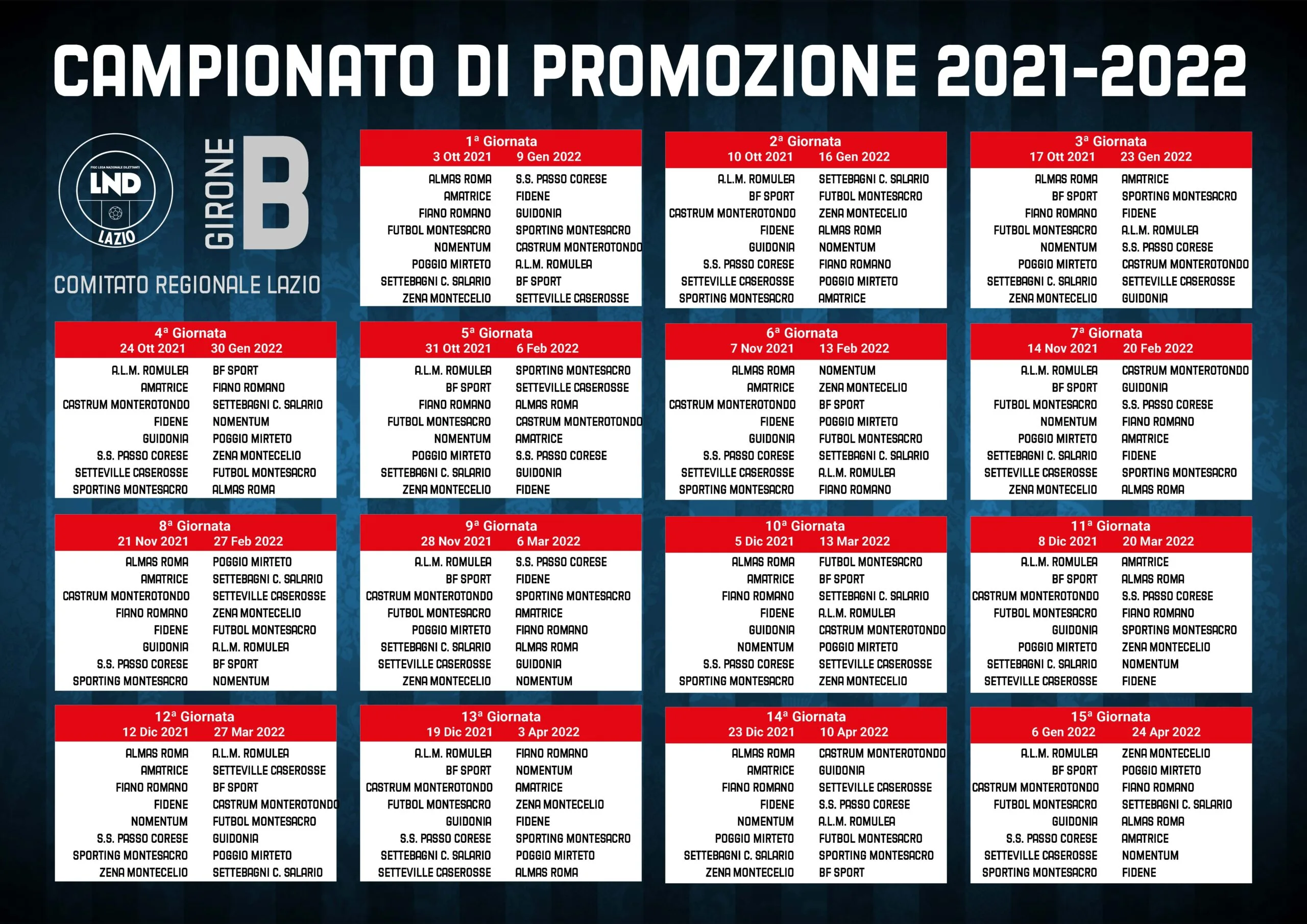 Il calendario completo del nuovo girone di Promozione Girone B