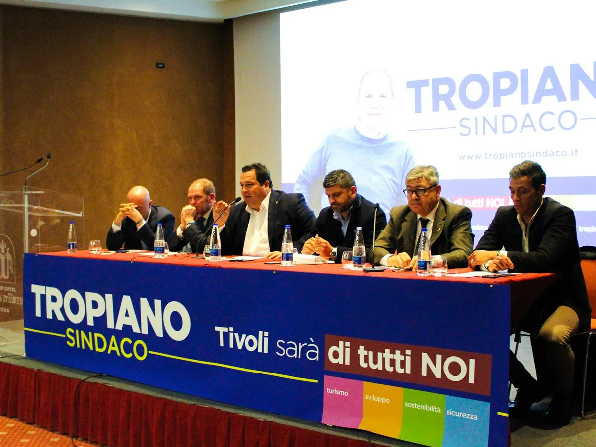 Vincenzo Tropiano e Claudio Durigon durante un evento nella campagna elettorale del 2019 a Tivoli