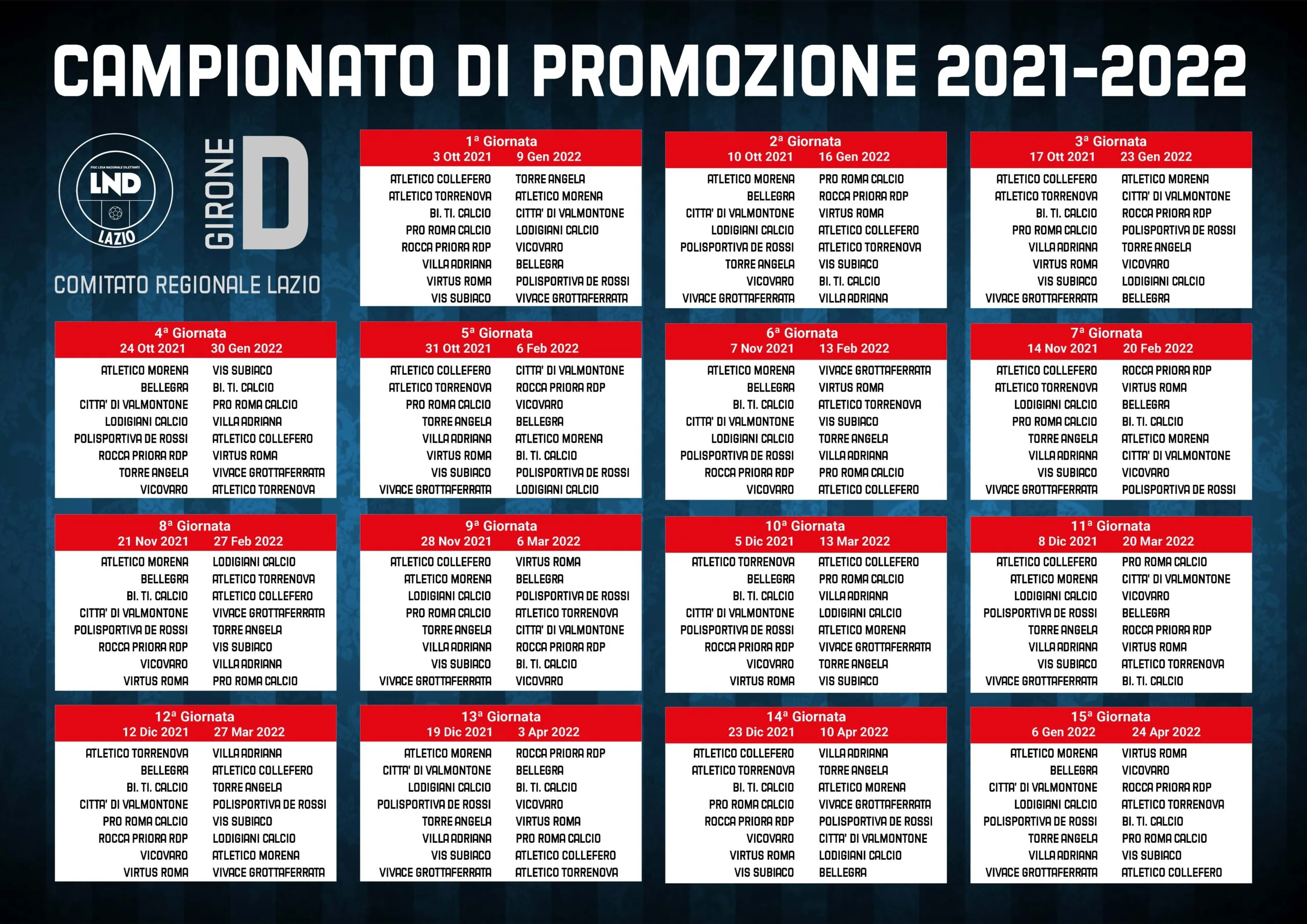 Il calendario completo del nuovo girone di Promozione Girone C