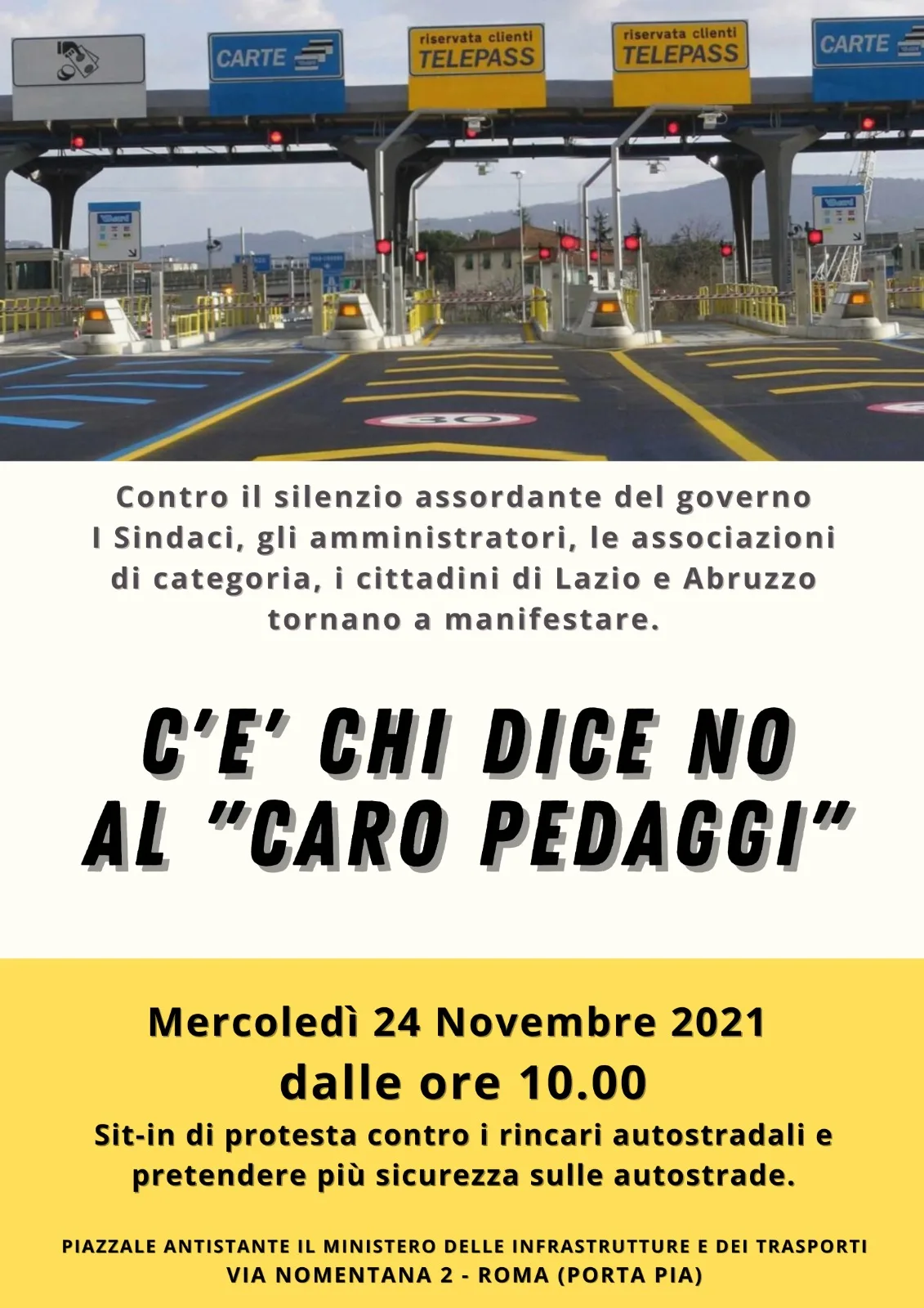 Il manifesto dei Sindaci contro il caro pedaggi