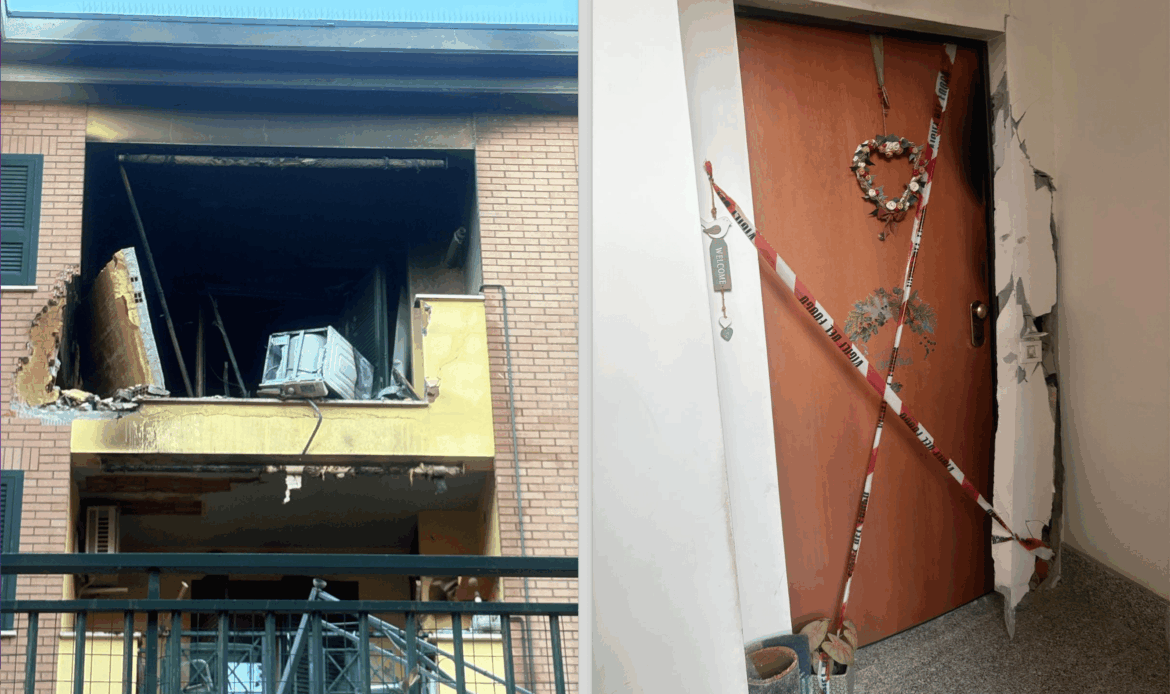 GUIDONIA - Appartamento distrutto dall'esplosione della bombola di Gpl