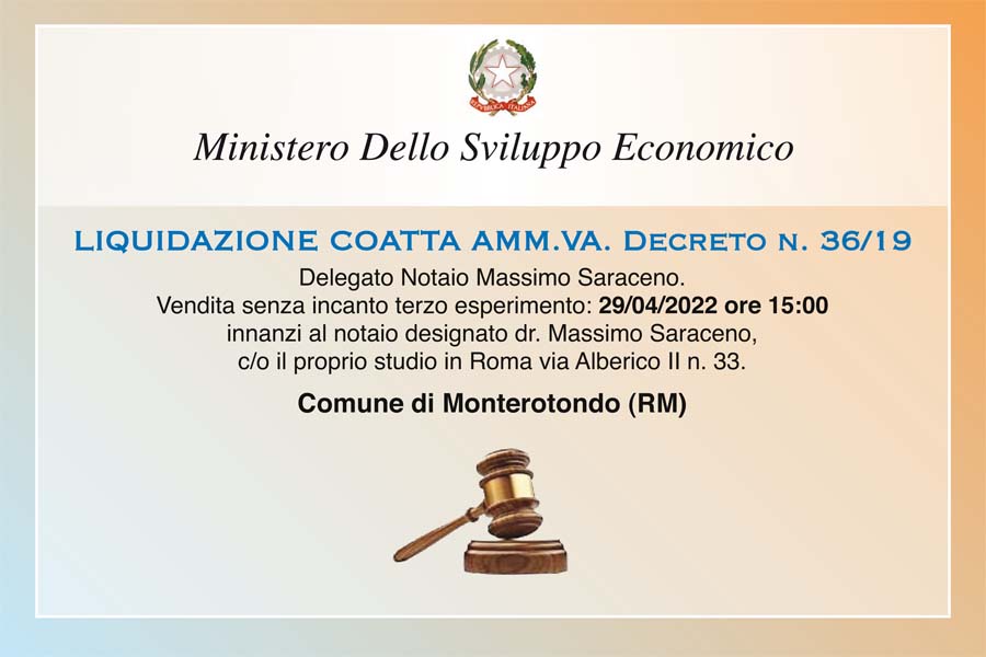 MINISTERO DELLO SVILUPPO ECONOMICO - LIQUIDAZIONE COATTA AMMINISTRATIVA Al Fico. S.C. edilizia a.r.l..